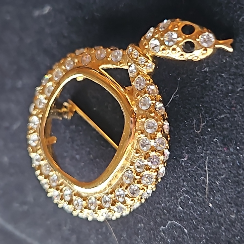 Joan rivers Snake pin, gold encrusted with faux diamonds